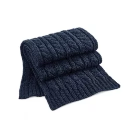 Beechfield kötött sál Cable Knit Melange tengerkék