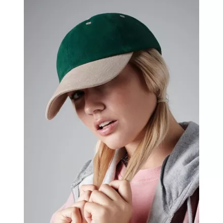 Beechfield baseball sapka Low Profile Heavy Brushed Cotton 6P erdész zöld-bézs