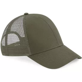   Beechfield baseball sapka Organic Cotton Trucker 6P oliva zöld