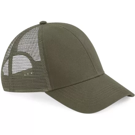 Beechfield baseball sapka Organic Cotton Trucker 6P oliva zöld