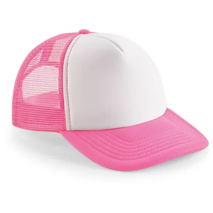 Beechfield baseball sapka Vintage Snapback Trucker 5P fluo-pink-fehér