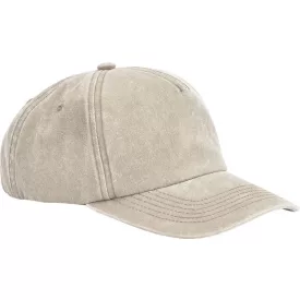 Beechfield baseball sapka Vintage Relaxed 5P koptatott kő