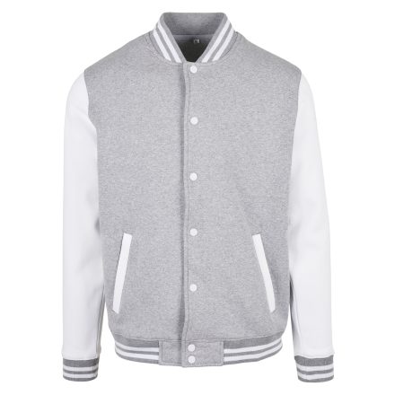 ByB pulóver College 330 melírozott szürke-fehér