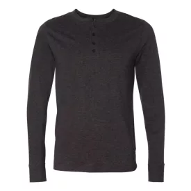   Bella+Canvas hosszú ujjú póló Henley 140 melírozott sötétszürke