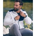 Cutter&Buck polár pulóver Cascade Sherpa törtfehér-sötétkék