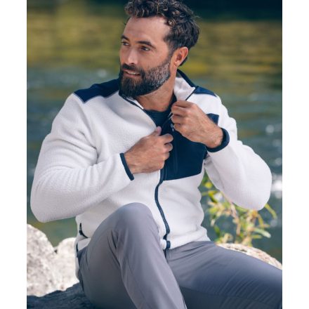 Cutter&Buck polár pulóver Cascade Sherpa törtfehér-sötétkék