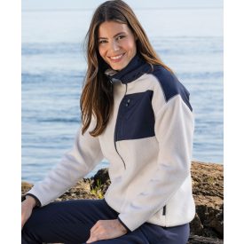   Cutter&Buck női polár pulóver Cascade Sherpa törtfehér-sötétkék