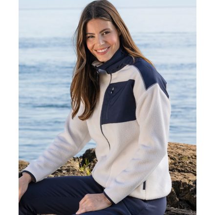 Cutter&Buck női polár pulóver Cascade Sherpa törtfehér-sötétkék