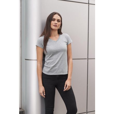 Anvil női póló Fashion Basic V-Neck Tee 150 melírozott szürke
