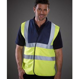   Yoko jól láthatósági mellény Band & Brace fluo sárga-tengerkék