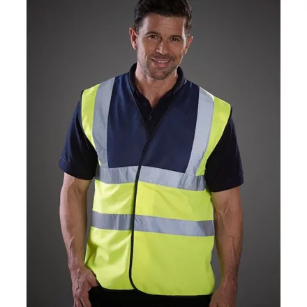 Yoko jól láthatósági mellény Band & Brace fluo sárga-tengerkék