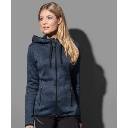 Active női pulóver Knit Fleece Jacket 280 melírozott tengerkék