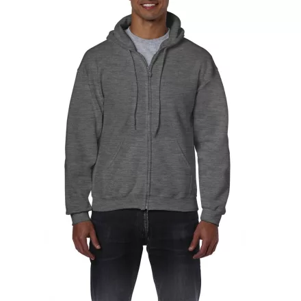 Gildan pulóver Heavy Blend Hooded Full Zip 270 melírozott sötétszürke