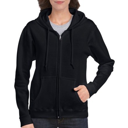 Gildan női pulóver Heavy Blend Hooded Full Zip 270 fekete