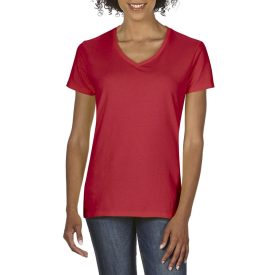 Gildan női póló Premium Cotton V-Neck 185 piros