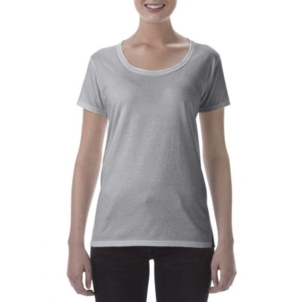 Gildan női póló Softstyle Deep Scoop 153 melírozott világosszürke