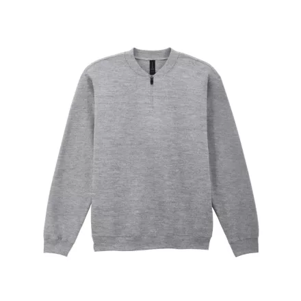 Gildan pulóver SoftStyle Midweight 1/4 Zip 285 melírozott szürke