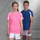 AWDis gyerek póló Contrast Cool 140 neon pink-fehér