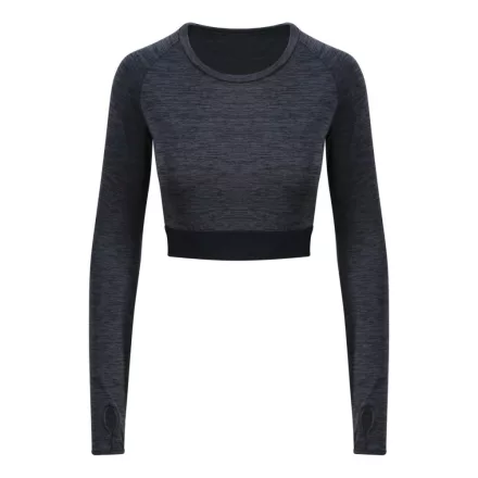 AWDis női sport felső Cool Crop 210 melírozott fekete