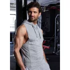 AWDis ujjatlan felső Muscle Hoodie 240 melírozott szürke