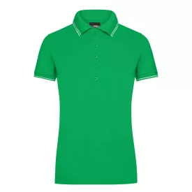   James&Nicholson galléros női póló Piqué 190 páfrányzöld-fehér