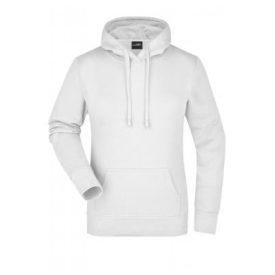 James&Nicholson női pulóver Hooded Sweat 300 fehér