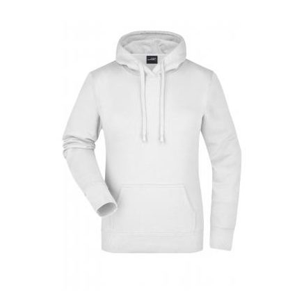James&Nicholson női pulóver Hooded Sweat 300 fehér