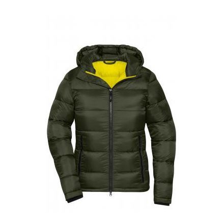 James&Nicholson női dzseki Quilted erdészzöld-sárga