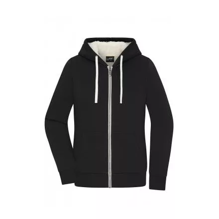 James&Nicholson női pulóver Doubleface 300 fekete-natúr