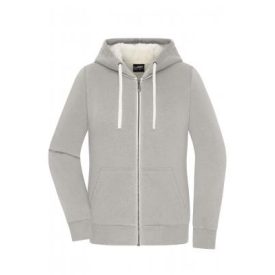   James&Nicholson női pulóver Doubleface 300 világos melírozott szürke-natúr