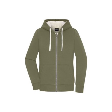 James&Nicholson női pulóver Doubleface 300 olíva-natúr