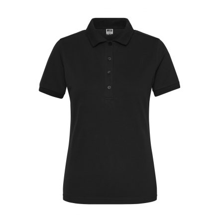 James&Nicholson női galléros póló Solid BIO Stretch 210 fekete
