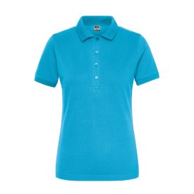   James&Nicholson női galléros póló Solid BIO Stretch 210 türkiz