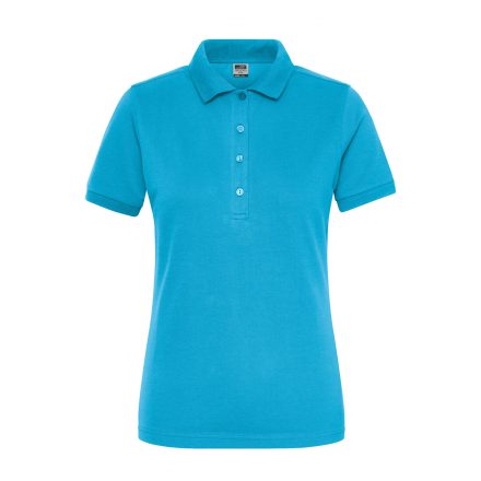 James&Nicholson női galléros póló Solid BIO Stretch 210 türkiz