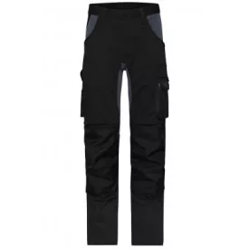   James&Nicholson derekas munkásnadrág 3-Way Stretch Slim Line 260 fekete-szürke