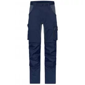   James&Nicholson derekas munkásnadrág 3-Way Stretch Slim Line 260 tengerkék-szürke