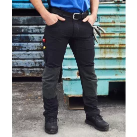   James&Nicholson derekas munkásnadrág 4-Way Stretch Slim Line 205 fekete-szürke
