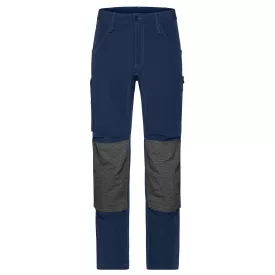   James&Nicholson derekas munkásnadrág 4-Way Stretch Slim Line 205 tengerkék-carbon