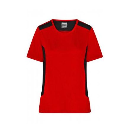 James&Nicholson női póló Strong Workwear 180 piros-fekete