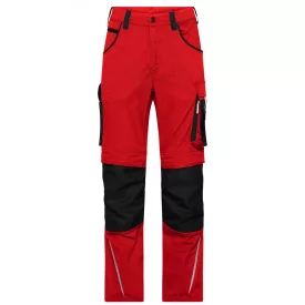   James&Nicholson derekas munkásnadrág Modern Style Strong 260 piros-fekete