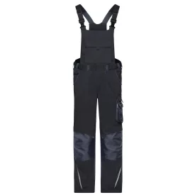   James&Nicholson kantáros munkásnadrág Solid Strong 260 fekete-carbon