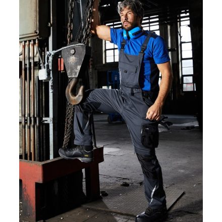 James&Nicholson kantáros munkásnadrág Solid Strong 260 carbon-fekete