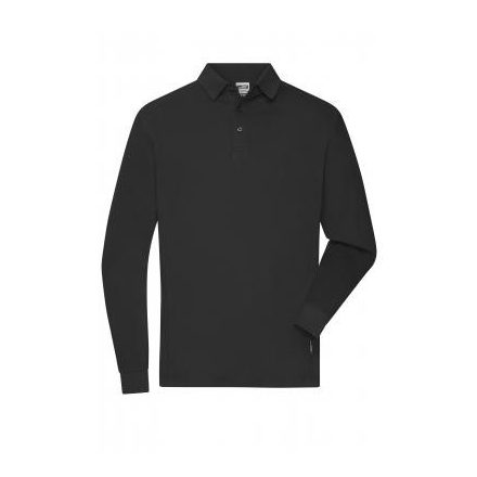 James&Nicholson hosszú ujjú galléros póló Workwear 200 fekete