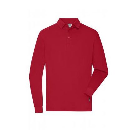 James&Nicholson hosszú ujjú galléros póló Workwear 200 piros