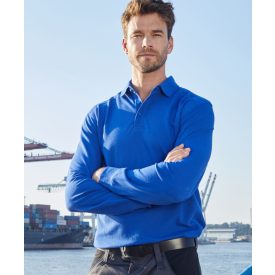   James&Nicholson hosszú ujjú galléros póló Workwear 200 királykék