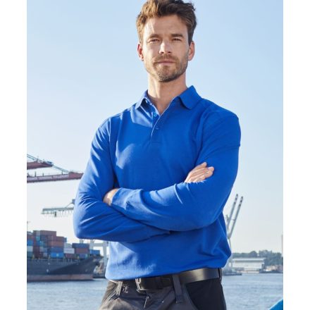 James&Nicholson hosszú ujjú galléros póló Workwear 200 királykék