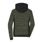 James&Nicholson női dzseki Hybrid Knitted 300 melírozott olíva-fekete