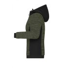 James&Nicholson női dzseki Hybrid Knitted 300 melírozott olíva-fekete