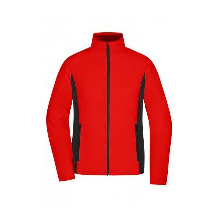 James&Nicholson női polár pulóver Stretch Fleece 270 piros-fekete