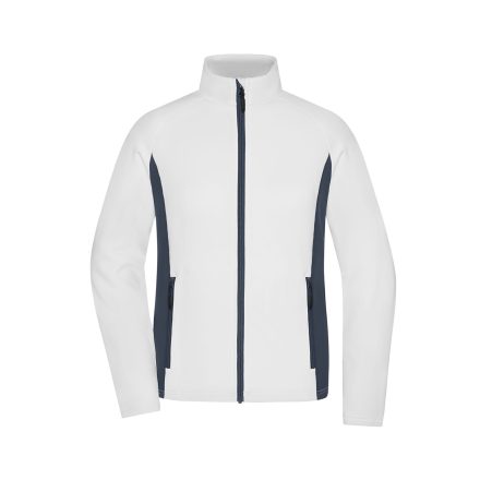 James&Nicholson női polár pulóver Stretch Fleece 270 fehér-carbon